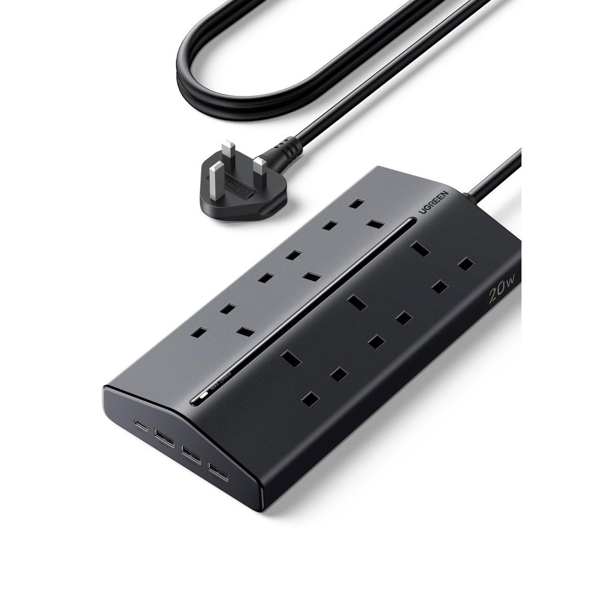 UGREEN Multiprise 6 prises + 3 USB-A et 1 USB-C 1,5 m charge rapide 20 W