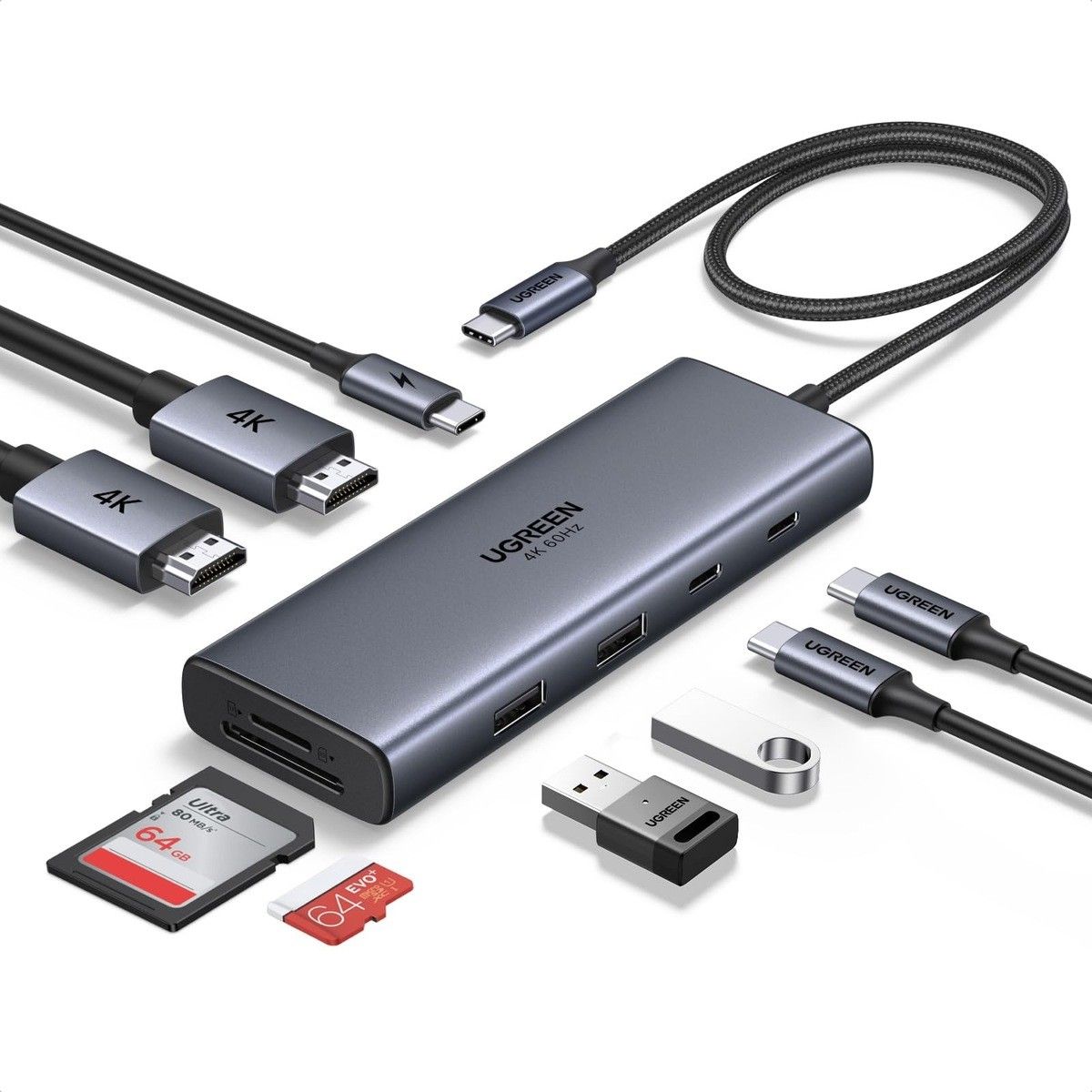 UGREEN 85774 Station d'accueil USB-C 9-en-1 double écran 4K 60 Hz