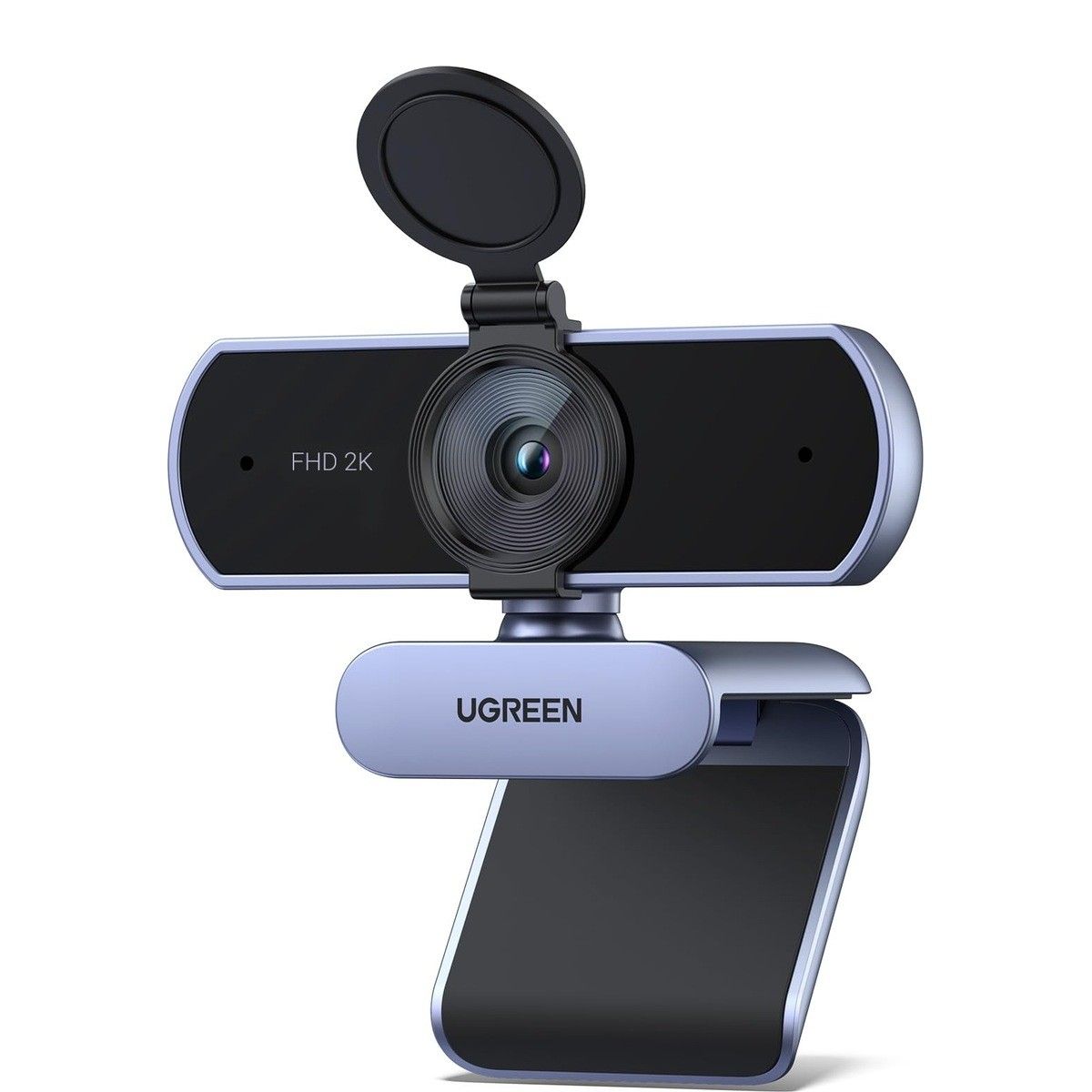UGREEN Webcam 2K avec micros stéréo doubles et cache confidentialité