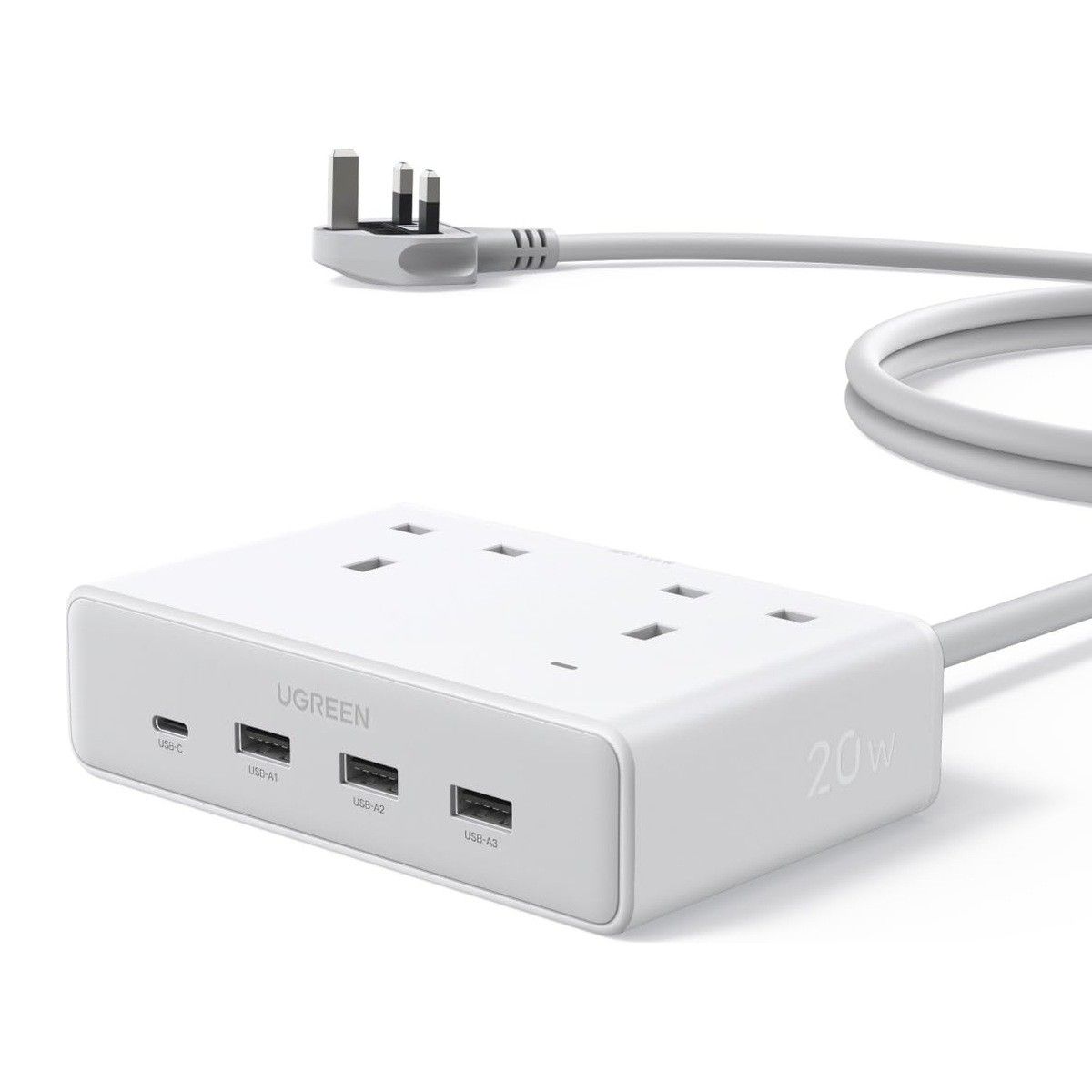 UGREEN Multiprise 1,5 m, 2 prises + 4 ports USB