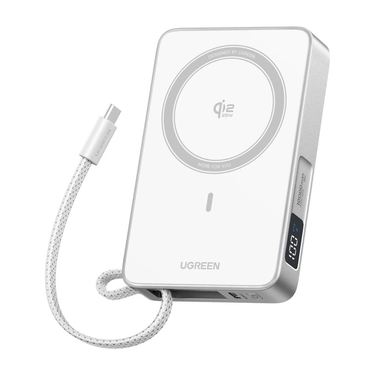 UGREEN MagFlow 10000 mAh Qi2 25W - Batterie externe magnétique avec câble intégré
