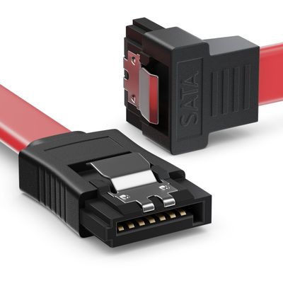 Câble de données SATA 1 m – Connecteurs coudé à 90° avec clips de verrouillage –   pour disque dur et SSD SATA internes