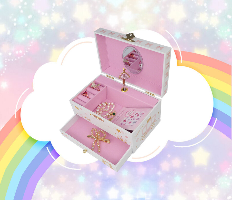 Caja de música joyero modelo Bailarina blanca - Tamaño grande