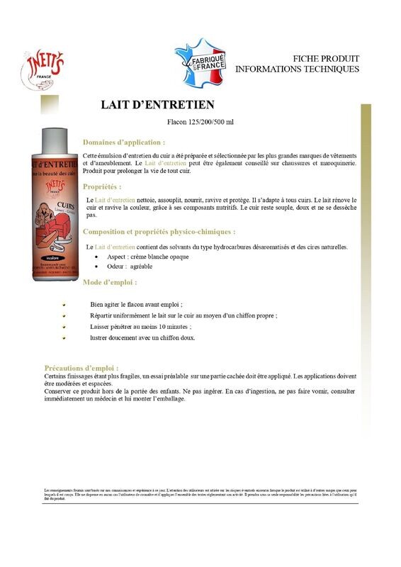 Lait d'entretien - flacon 125 ml