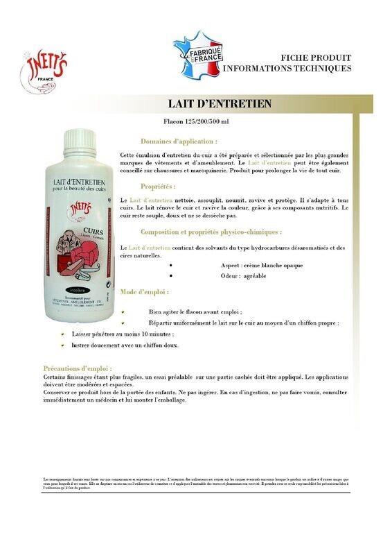 Lait d'entretien - flacon 500 ml