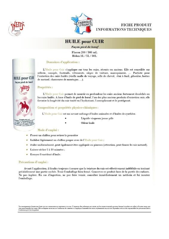 Huile façon pied de boeuf - flacon 500 ml