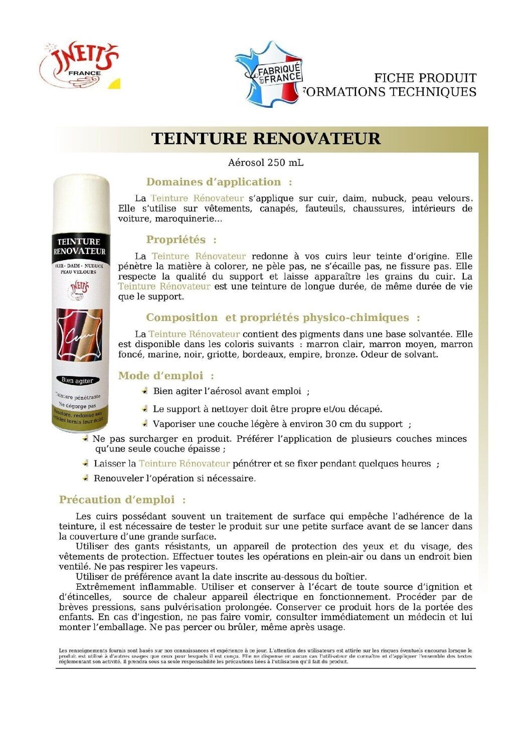 Teinture-Rénovateur - aérosol 250 ml