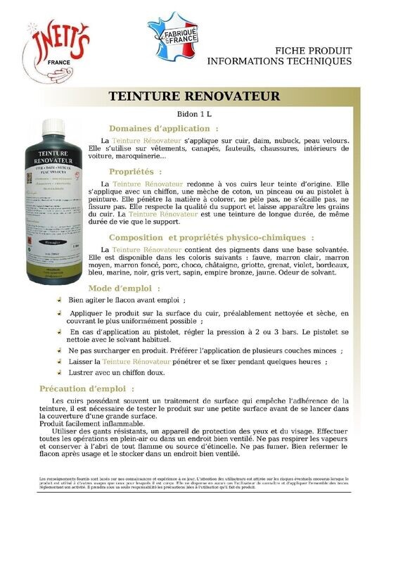 Teinture-Rénovateur - bidon 1 l