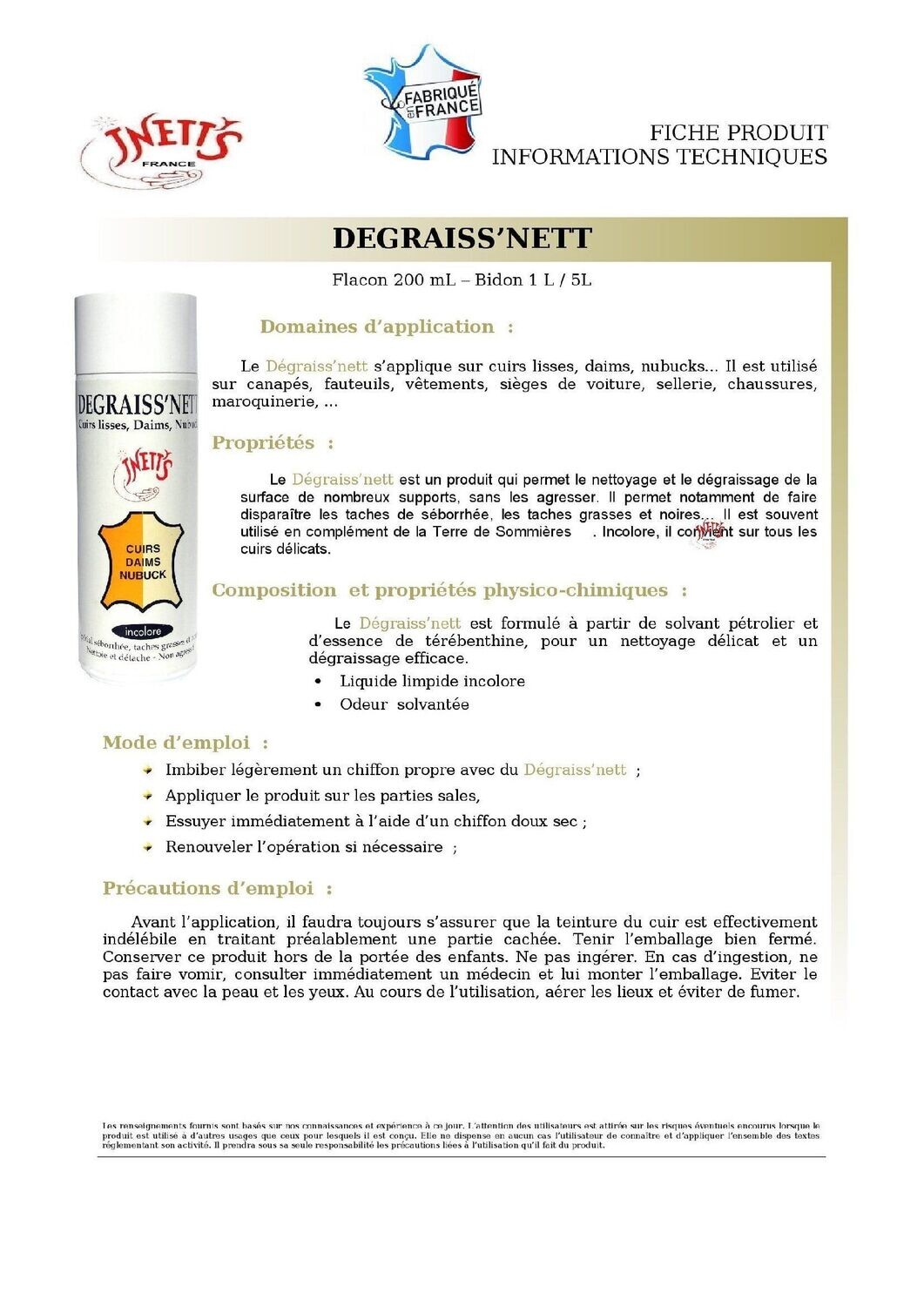 Dégraiss'nett F1 - flacon 200 ml