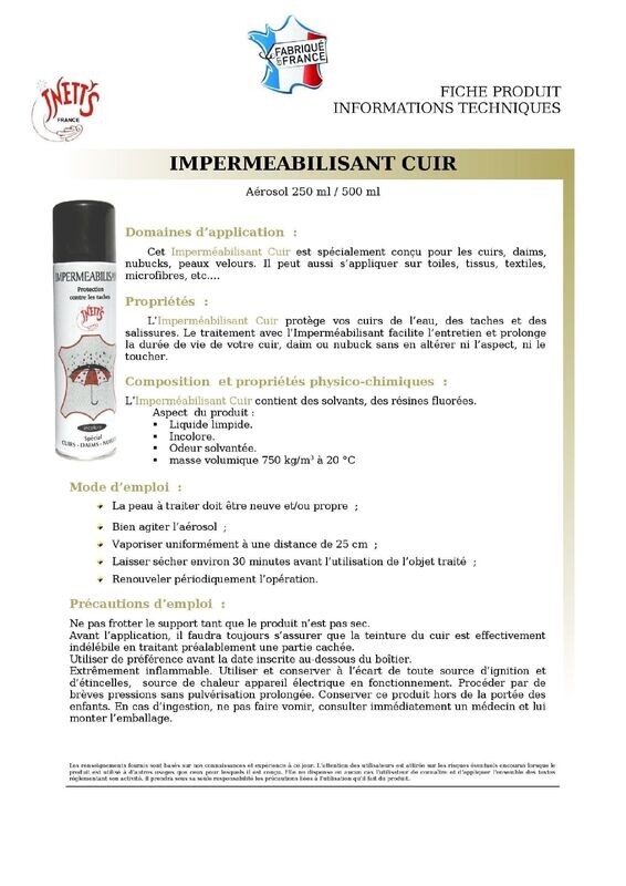 Imperméabilisant cuir - aérosol 250 ml