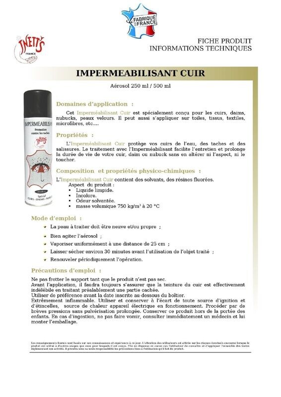 Imperméabilisant cuir - aérosol 500 ml