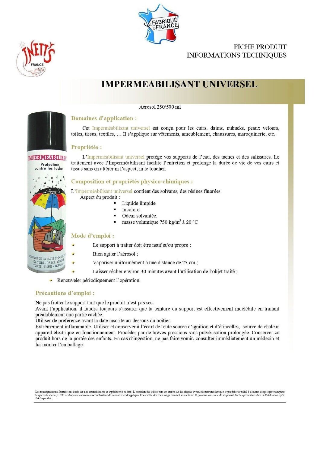 Imperméabilisant universel - aérosol 500 ml