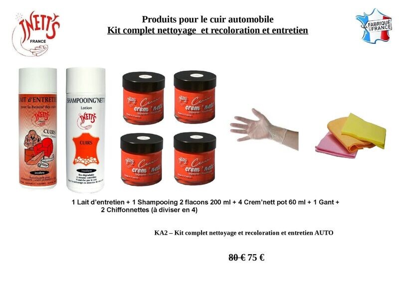 Kit Intérieur complet nettoyage et recoloration entretien AUTO