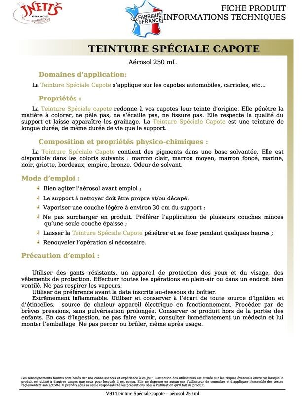 Teinture spécial capote - aérosol 250 ml