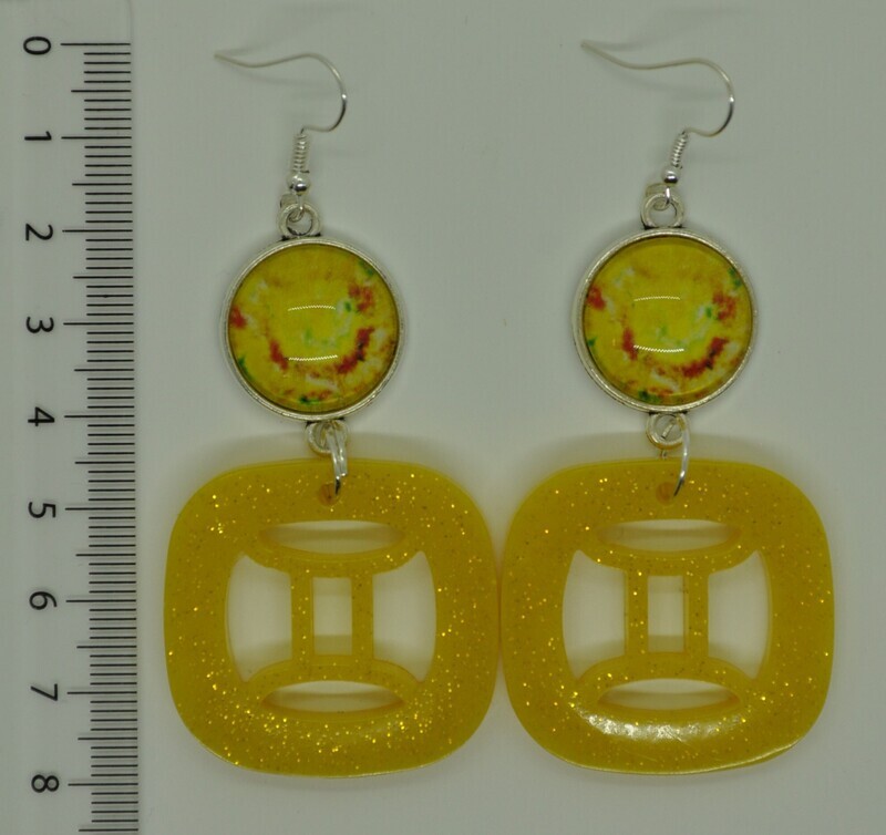 ELEA Sternenschmuck Sternzeichen Zwilling/ Ohrgehänge mit Kunstharzsymbol und Symbolbild