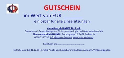 GUTSCHEIN für ALLE persönlichen Einzelsitzungen