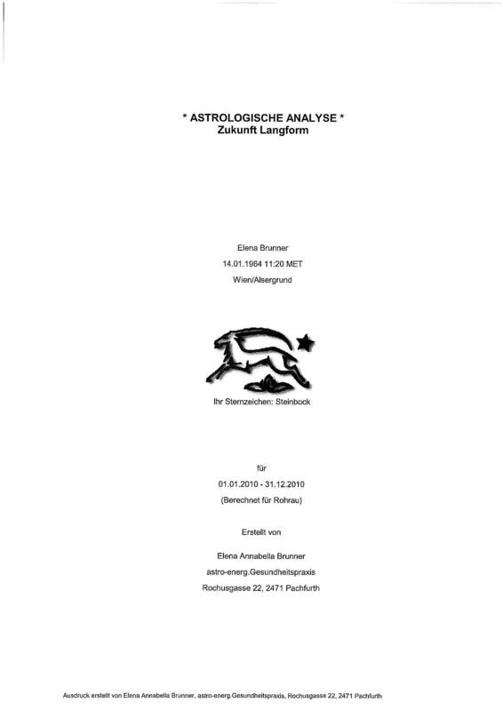 Schriftliche astrologische Analyse  ZUKUNFT/JAHRESVORSCHAU für 1 Jahr