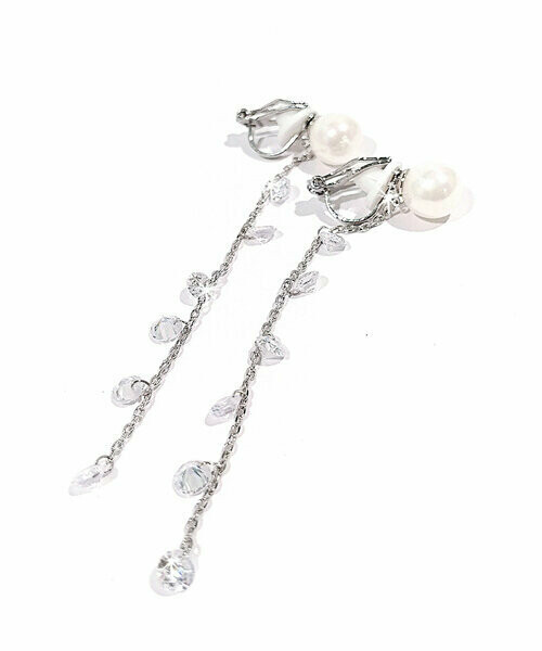 Earring Long Pearl Clip On