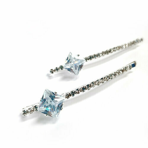 Hair Clips Rhinestone Silver