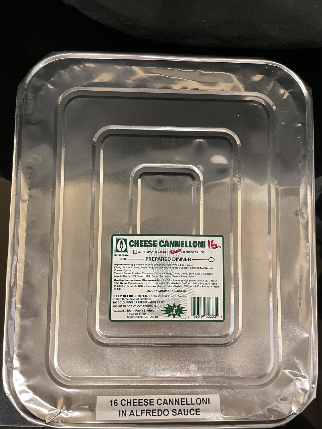 Cheese Cannelloni in Alfredo Sauce - 16pk