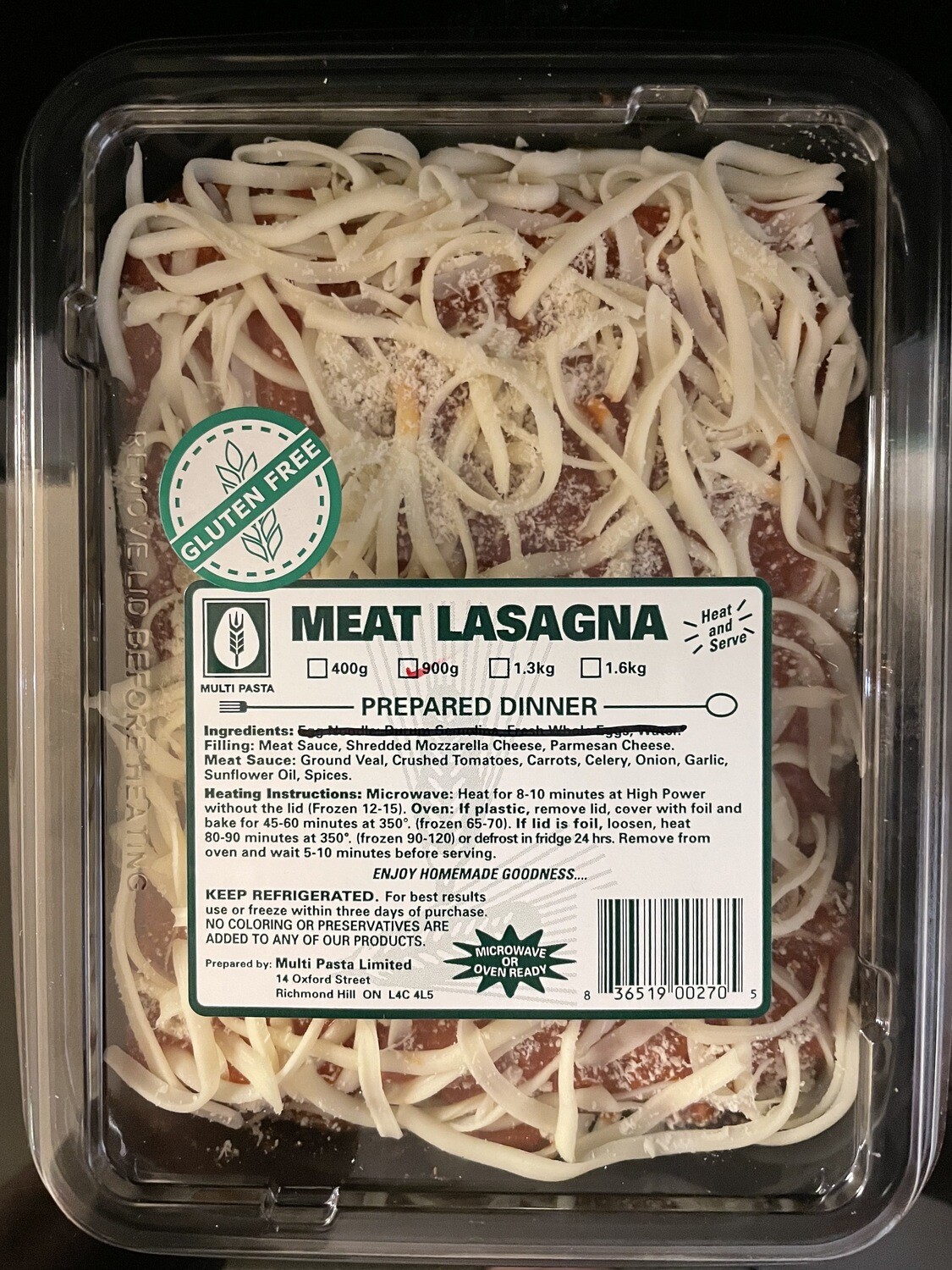 Gluten Free Meat Lasagna - Square