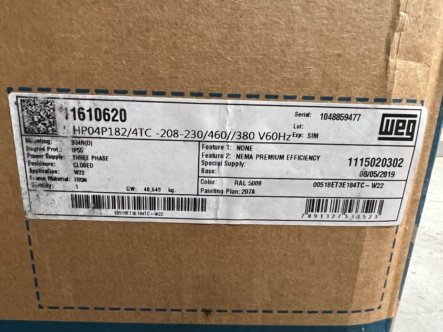 NEW- Motor NEMA Premium Efficiency 5 HP