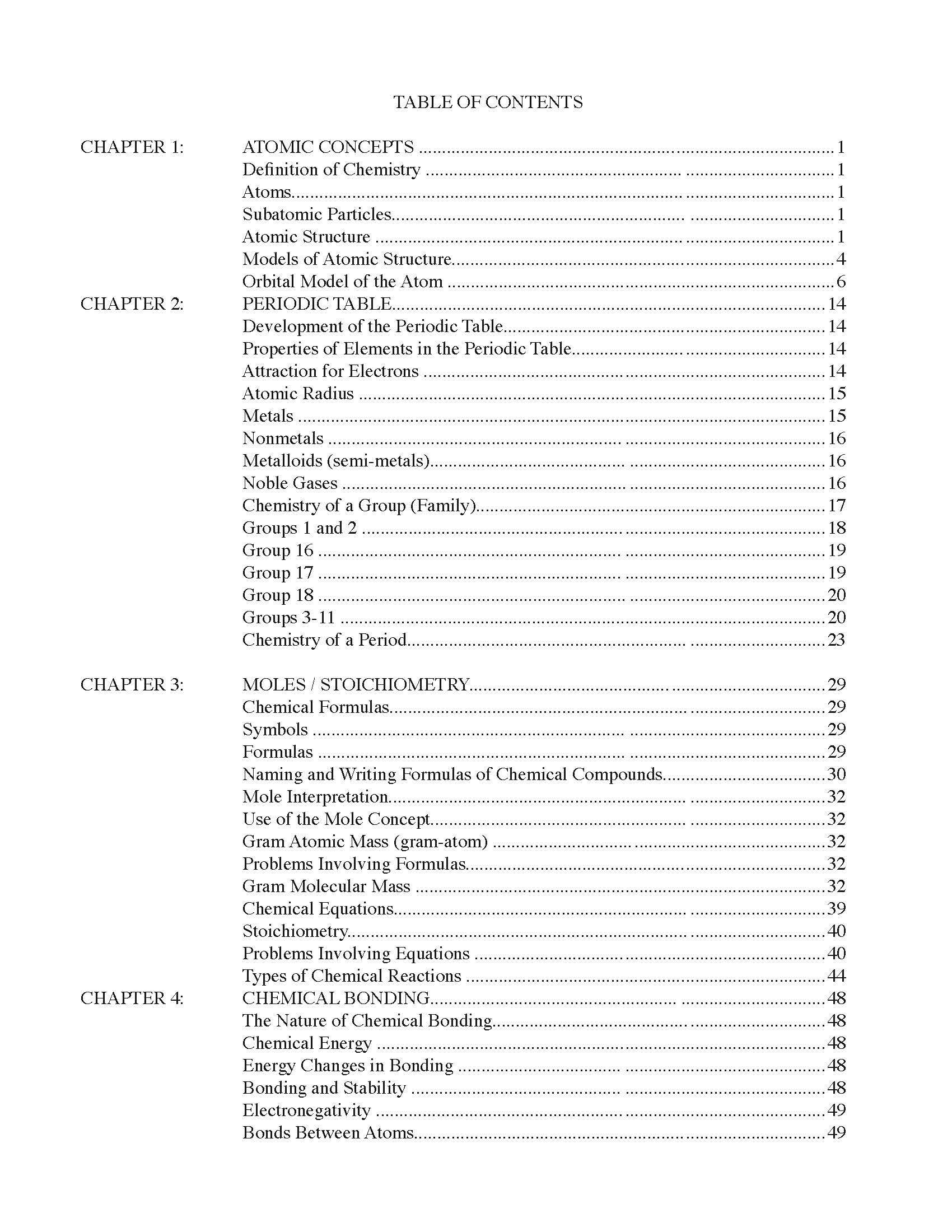 UPCO’s Physical Setting: Chemistry