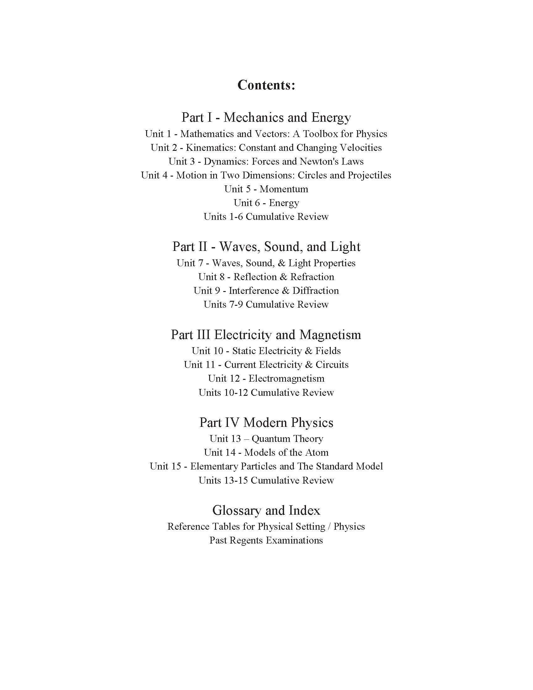UPCO’s Physical Setting: Physics