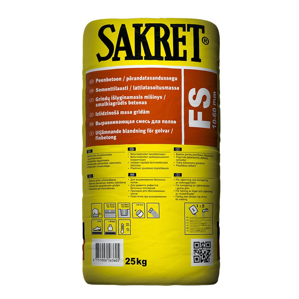 SAKRET FS grīdu izlīdzinošā masa (10-60mm) 25kg