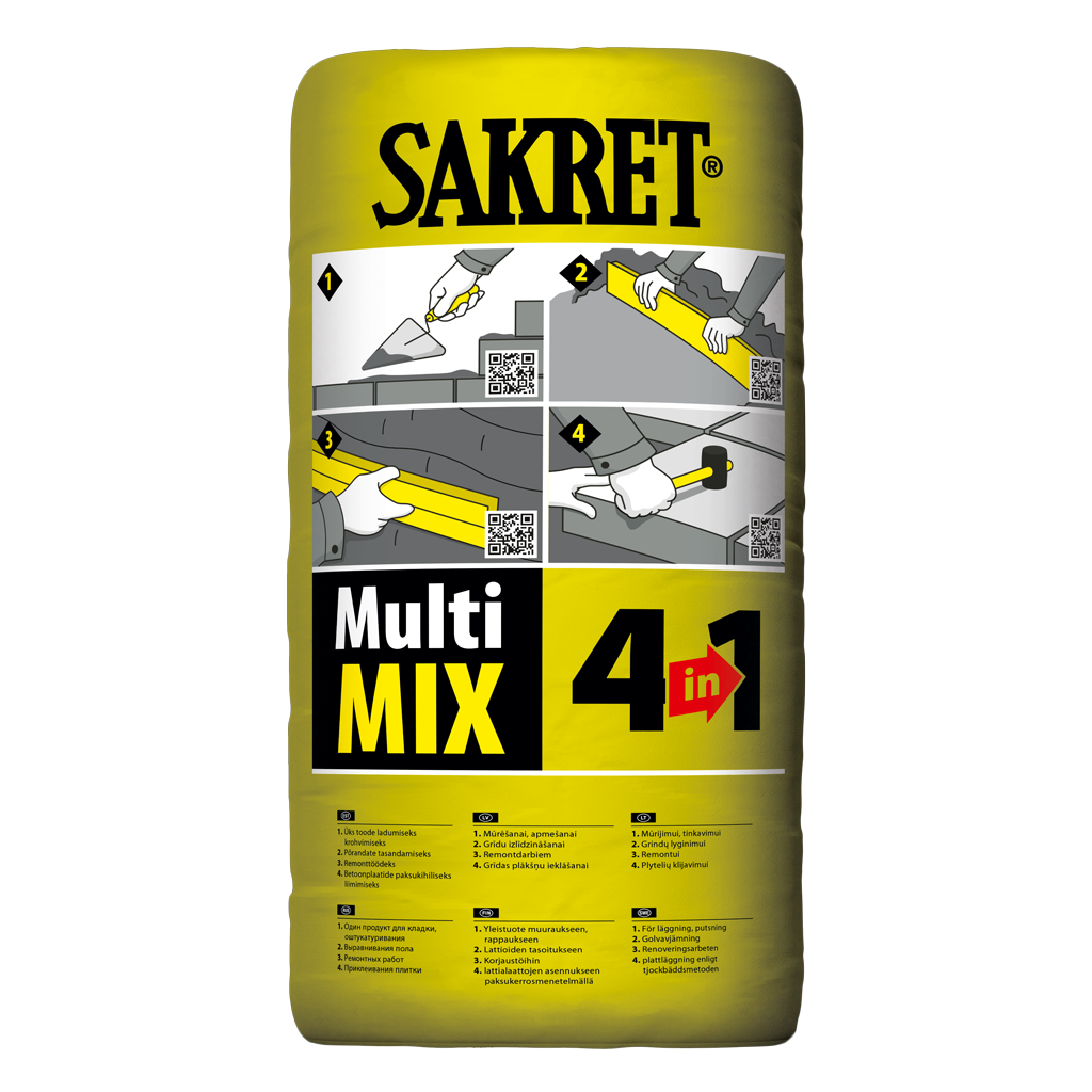 SAKRET MultiMIX 4in1 Universālā cementa-kaļķa java mūrēšanai, apmešanai, grīdu izlīdzināšanai, 25kg