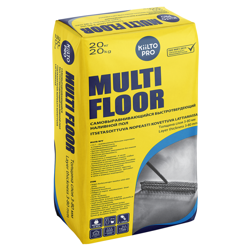 KIILTO Multi Floor Ātri žūstošs pašizlīdzinošais maisījums grīdām (3–80 mm) 20kg