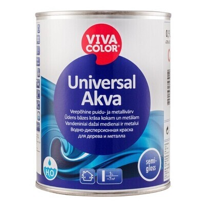 Vivacolor Universal Akva (pusspīdīga) A ūdens bāzes krāsa kokam un metālam