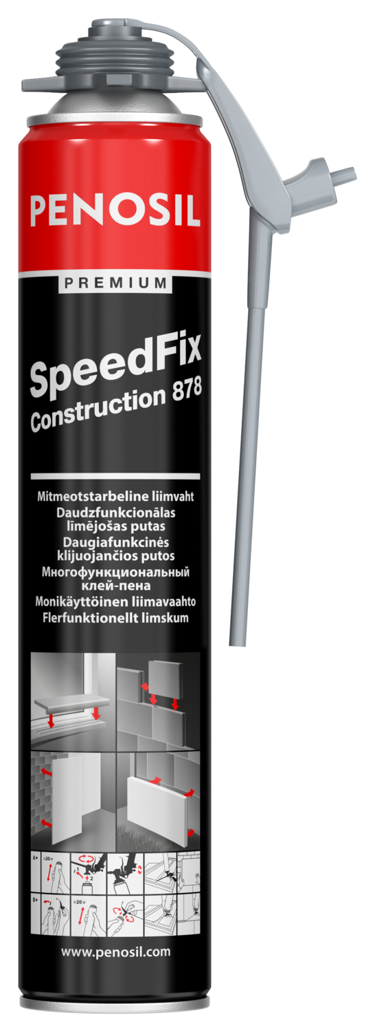 PENOSIL Premium SpeedFix Construction 878 Plaša pielietojuma līmējošās putas, Pelēkas, 750ml
