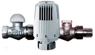 HERZ radiatora pieslēguma komplekts (termostata vārsts, atpakaļgaitas vārsts, termostata galva), taisns 1/2, V772301