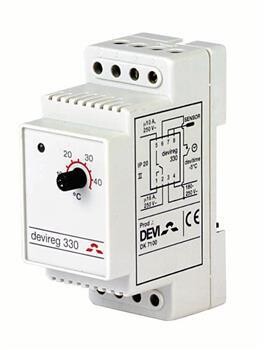 Devi DEVIreg 330 elektroniskais termoregulators ar grīdas sensoru, -10 …+10°C, IP 20, 16A, 140F1070