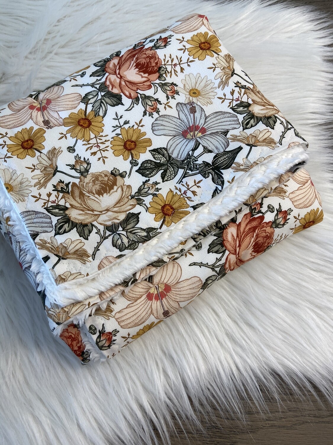 Katoen teddy deken vintage flower
