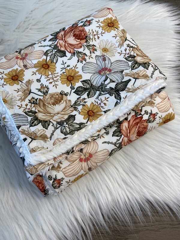 Katoen teddy deken vintage flower