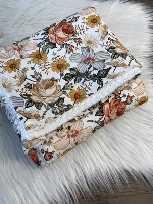 Katoen teddy deken vintage flower