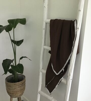 Swaddle hydrofiel brown bolletjes kant wit