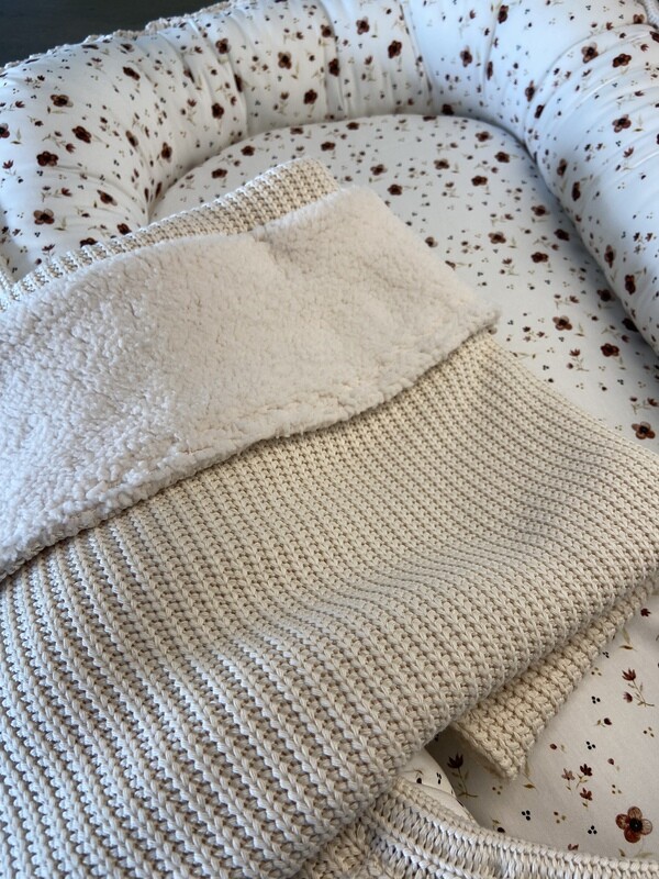 Teddy dekentje naturel big knit