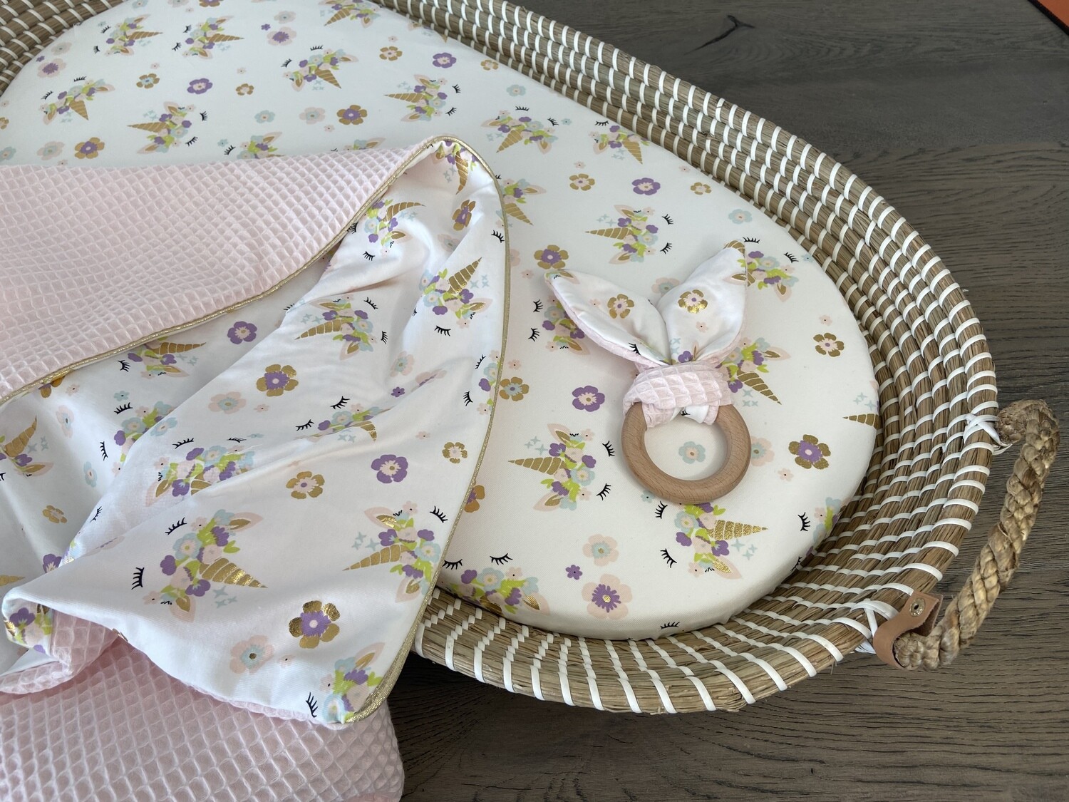 Omslagdoek unicorn pink gold