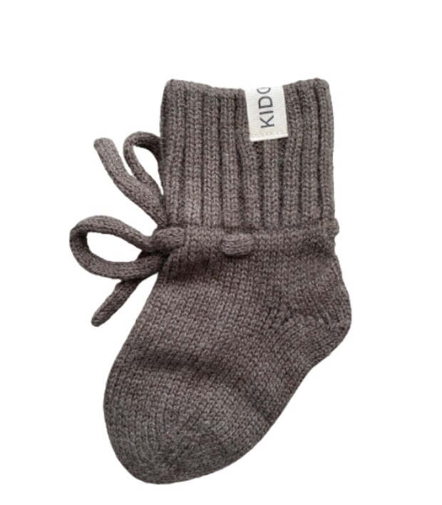 Merino wol slofjes chocolate