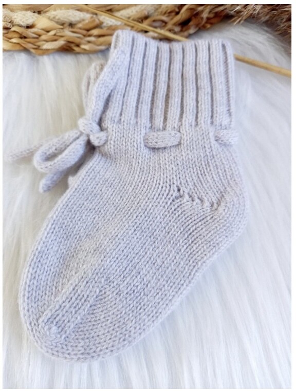 Merino baby slofjes grijs