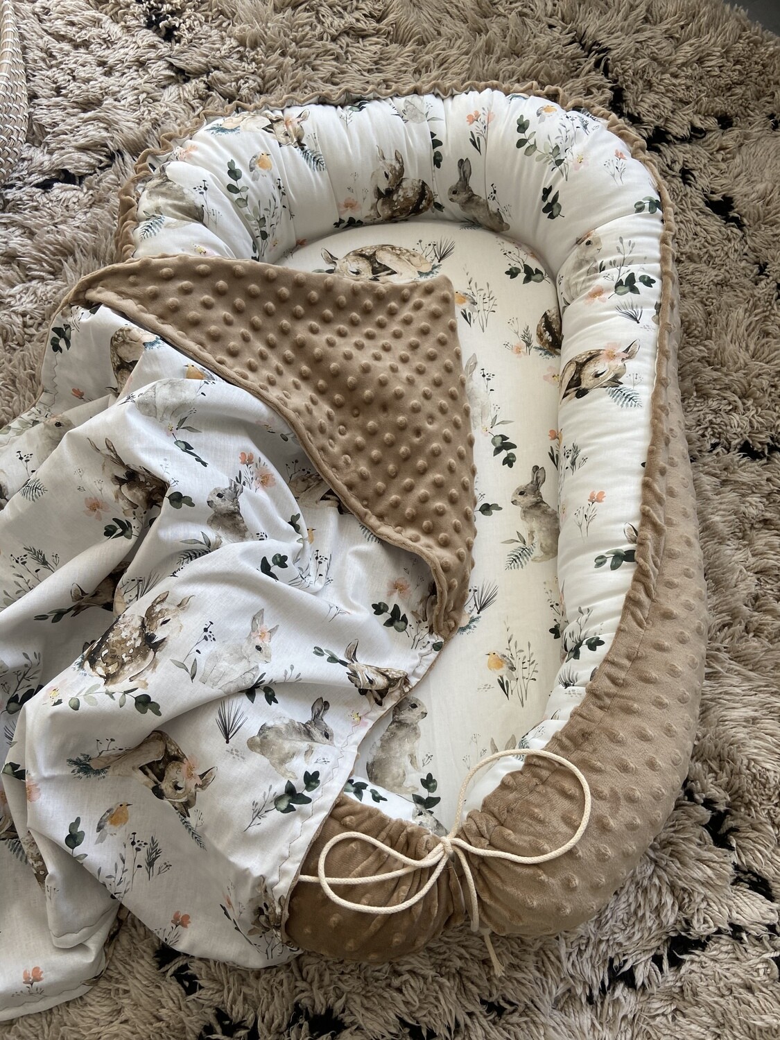 Omslagdoek oh deer Minky caramel