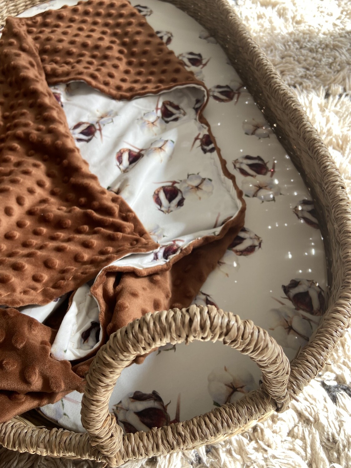 Omslagdoek Katoenbloem Minky cognac brown