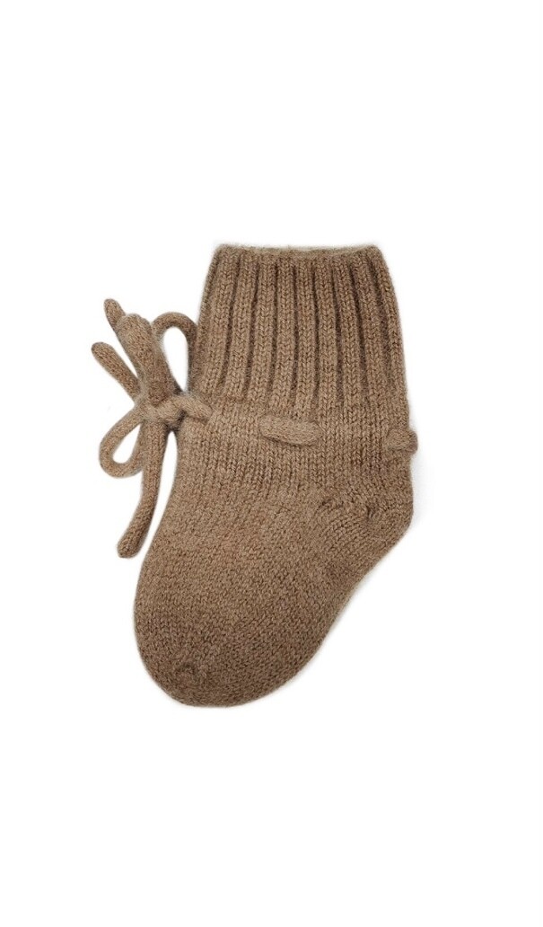 Merino baby slofjes biscuit bruin