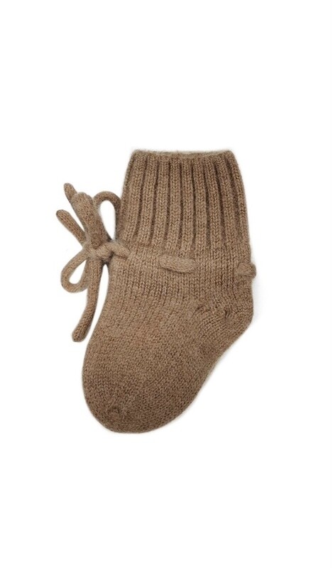 Merino baby slofjes biscuit bruin