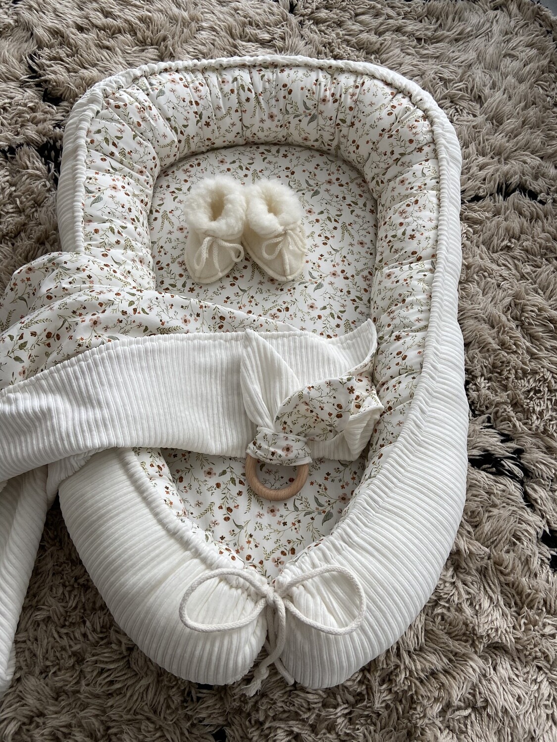Babynest millefleurs rib ecru