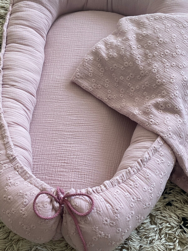 Swaddle hydrofiel broderie big flower oud roze
