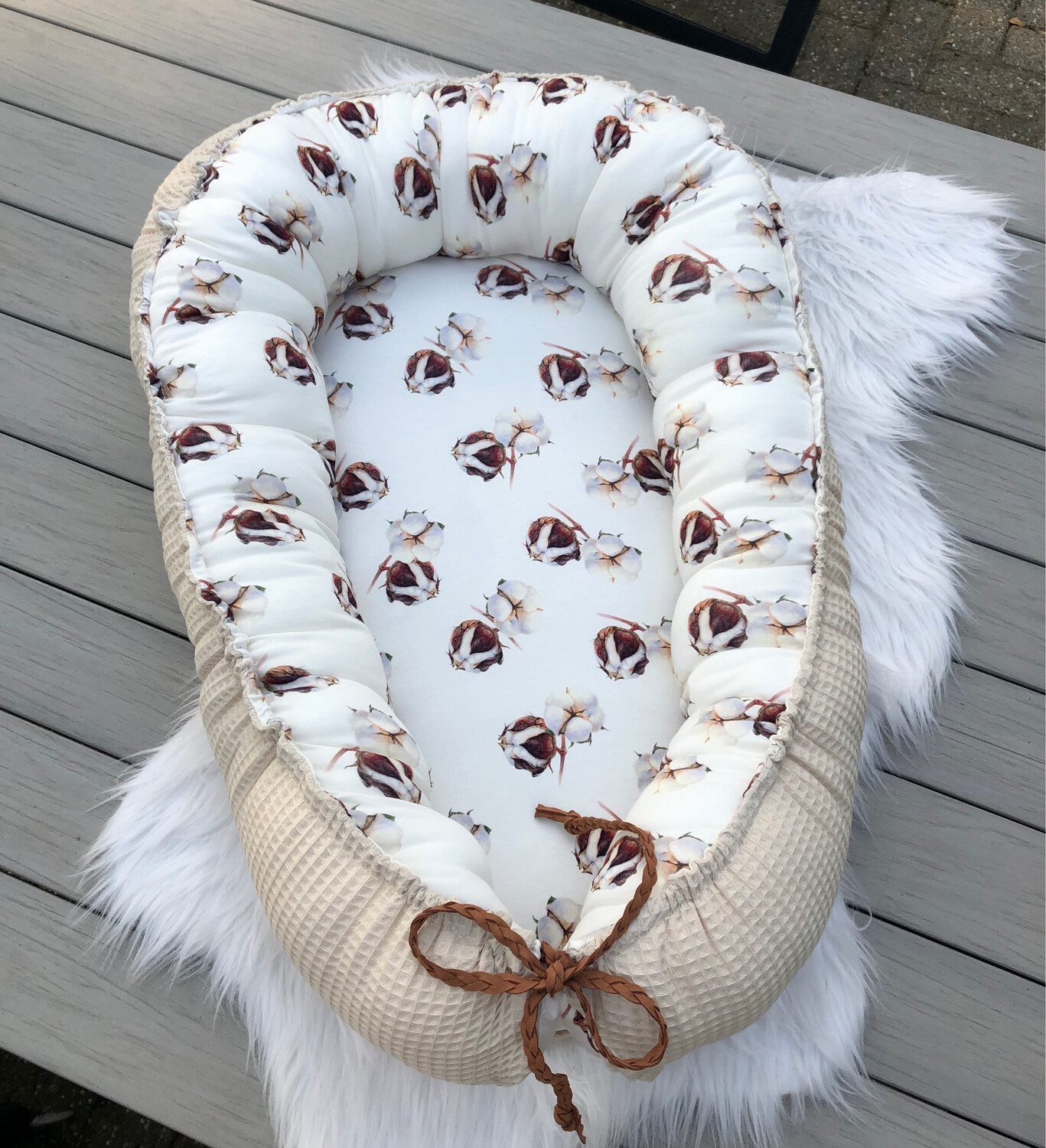 Babynest Katoenbloem Naturel